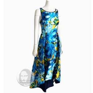 Adrianna Papell Hi Low Halter Dress Bold Floral Print Style 797532303326 Sz 12